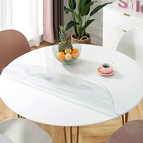 Zlovne Transparente Tischdecke,1,6 mm PVC Hitzebeständiges Tischdecke Tischfolie,Runden Glastisch Esstisch Schutzfolie Tischschutz,Möbelauflage Matte,60° Abgeschrägte Kante (Diameter 60cm/24inch)