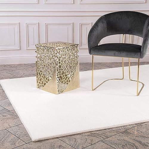 Hochflor Teppich Wohnzimmer - Einfarbig Weiss - 200x290 cm - Super Soft Polyester, Samtig-Flauschiger Flor - Fell-Teppiche für Schlafzimmer, Esszimmer, Arbeitszimmer