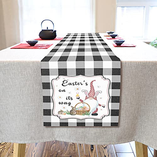 Banemi Tischläufer Kommunion Mädchen, Deko Tischdecke Schwarz Ostern Steht Vor Der Tür Bettwäsche aus Baumwolle 41X183cm Tisch Dekoration Esszimmer