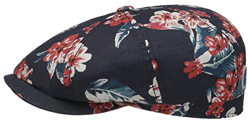 Stetson Hatteras Flowlin Flatcap - Gemusterte Mütze aus Leinen - Geblümt Mehrfarbig - Sommermütze mit tropischem Muster - Damen & Herren - Frühjahr/Sommer dunkelblau M (56-57 cm)
