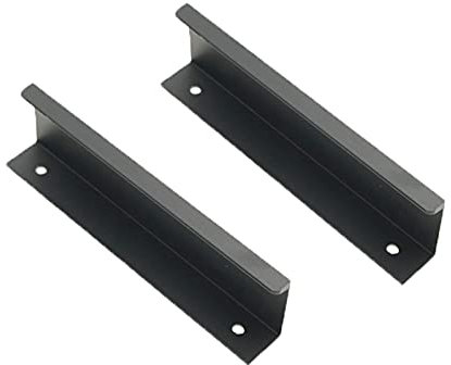 2 Stück Versteckter Schrankgriff Möbelgriffe Schwarz Aluminium Türklinken Modernes Küchengriffe Türgriff Schubladengriff Knöpfe für Kleiderschrank,Schlafzimmer,Badezimmer (Total length 200mm)