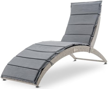 di volio Sonnenliege aus Polyrattan mit Auflage CIAMPINO – komfortable Gartenliege im edlen Design - klappbare Relaxliege