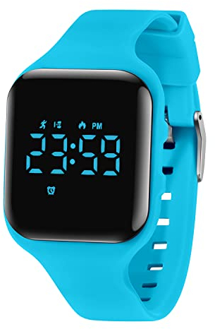 BEN NEVIS Digital Kinderuhr Jungen-Sports Outdoor Wasserdicht Armbanduhr mit LED-Licht,Wecker,Stoppuhr,Datum,Fitness Tracker Uhr mit Schrittzähler,Distanz-Silikon Armband Blau