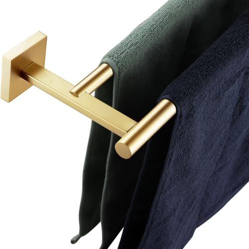 KOKOSIRI Handtuchstange für Badezimmer, 81,3 cm, doppelter Handtuchhalter für Bad, Küche, Schrank, Handtuchhalter, 81,3 cm, gebürstetes Gold, Edelstahl B5005BG-L32