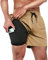 ineepor Badehose Herren mit Kompression Badehose mit innenhose Board Shorts 2 in 1 Reißverschlusstasche kurz Badehose,Khaki,L
