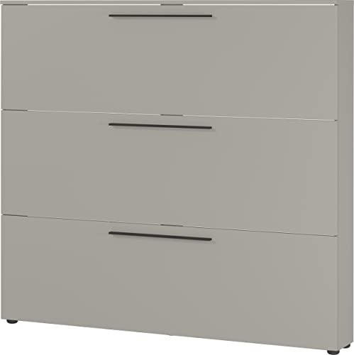 Germania Schuhschrank 2623-186, in Steingrau, Platz für bis zu 18 Paar Schuhe, geringe Tiefe - ideal für schmale Flure, 140 x 129 x 20 cm (BxHxT)