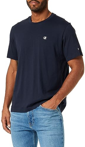 Champion Legacy Crewneck T-Shirt a Manica Corta Uomo, Blu Marino, L