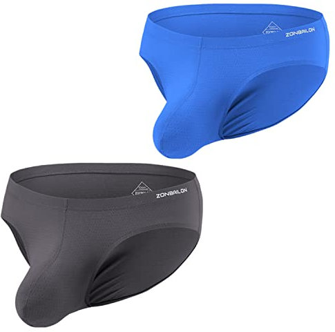 ZONBAILON Sexy Bulge Enhancing Pouch Brief Unterwäsche für Herren - 1 oder 2 oder 4er Pack Micro Mesh Slips, 2er-Pack: Multi-A, XXX-Large