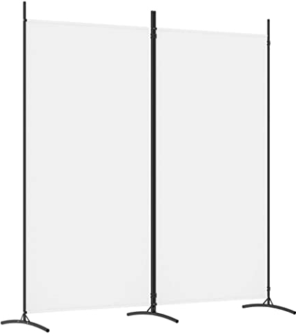 2 Teilig Paravent Stoff Raumteiler Trennwand Balkon Sichtschutz Stellwand Freistehend Faltbar Wand Trennwand Umkleide, Paravent Weiß 175x180 cm