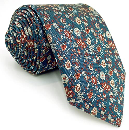S&W SHLAX&WING Blumen-Krawatten für Männer, mehrfarbig, Algengrün, Hochzeit, klassische Größe, 147 cm x 8 cm
