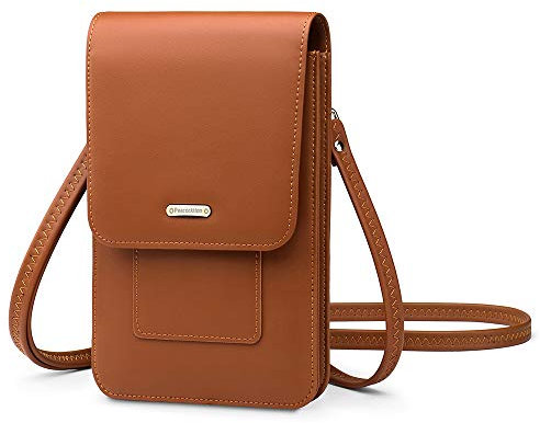Peacocktion Handytasche zum Umhängen, Kleine Handy Umhängetasche Damen, Crossbody Handytasche Geldbörse, Handy Umhängetasche mit Kartenfächer, 01-Braun