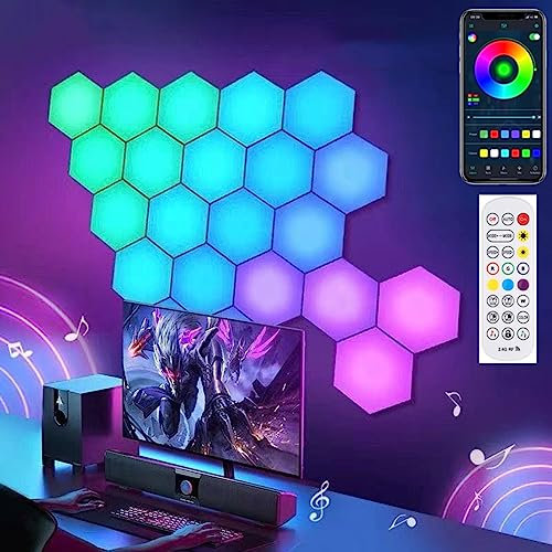 RNQZ Hexagon Lights Gaming, Panneaux Lumineux hexagonaux pour Mur LED, lumières de Chambre RVB à géométrie DIY, pour décoration d'intérieur, Chambre, Salle de Jeux, Enfants/Adultes,3 Pack