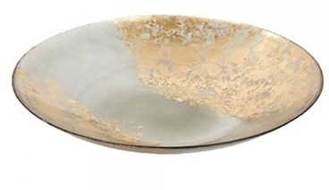 Lambert Hediye Glasschale grau-Gold H 6,5 cm D39,5 cm