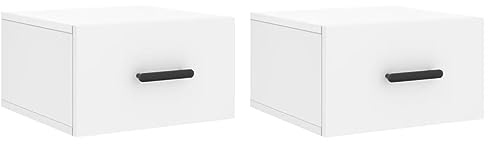 vidaXL Wand Nachttisch 2 STK., Nachtschrank mit reichlich Stauraum, Hängend Nachtkommode Nachtkonsole, Wandschublade Wandregal für Schlafzimmer, Weiß