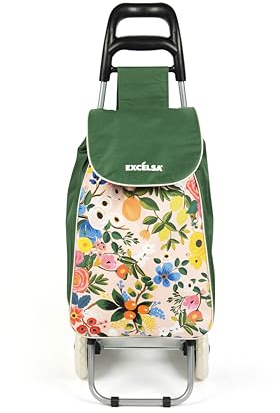 Excelsa Fiori Frida Einkaufswagen, Fassungsvermögen 38 l, Abnehmbarer Beutel, wasserabweisend