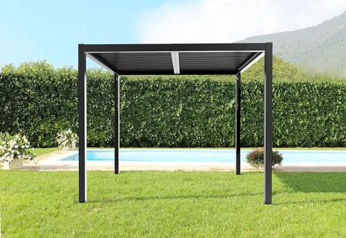 Gardeness Pergola bioclimatica 4x4 mt in Alluminio con lamelle orientabili manualmente Ocean - White