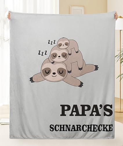 Magicoco Papa Kuscheldecke Geschenke für Papa, Faultier Decke Vatertagsgeschenk für Papa Geburtstagsgeschenk Personalisierte Geschenke, Papa SCHNARCHECKE Decke Weiche Sofadecke 130 x 150 cm