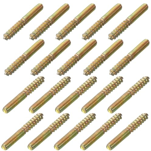sourcing map M4 Stockschrauben, Länge 30 mm, Doppelkopfschrauben, selbstschneidende Schraube, 4 mm, Holzgelenk, Möbelbeine, 40 Stück