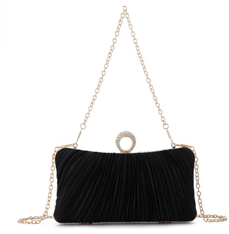 EVEOUT Damen Satin Abendtasche Clutch Elegant Plissierte Hochzeitstasche Handtasche mit Schultergurt Umhängetasche für Party Abschlussball Brauttasche