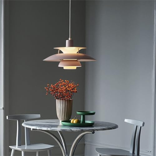 TZSMUM Moderne Pendelleuchte Kreativer Minimalistische Kronleuchter Dänemark Design Hängeleuchte E27 Glühbirne Für Esszimmer Wohnzimmer Küche Restaurant Lagern Kaffee Schmücken (Lila,40CM)