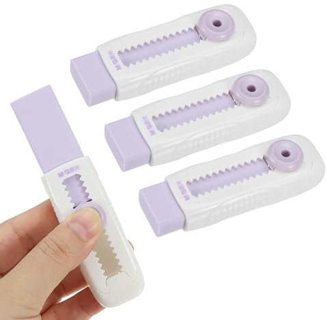 M&G 4er Pack Radiergummis, Lila Schiebbarer Radiergummi Drücken Ziehen Niedlicher Bleistift Radiergummi Weich Groß Leicht zu Reinigen Zeichnen Künstler Lehrer Bleistifte, Lila