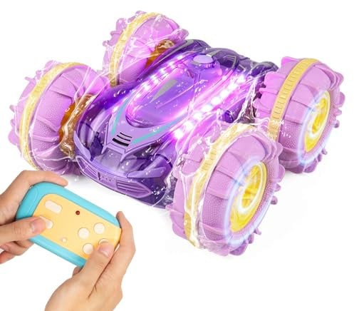 Todeco Voiture Télécommandée Tout Terrain, Voiture Telecommandé Enfant, 4WD 360°Rotation 2.4GHz RC Voiture Tout Terrain Etanche, Convient aux Enfants de Plus de 6 Ans Cadeau de Noël-Violet