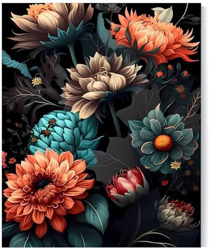 Gutluz Malen Nach Zahlen Erwachsene und Anfänger Frauen Zylinder leinwand - Painting by Number for Adults blumen - Geschenke für Erwachsene Diy Ölgemälde Wohndekoration (40 x 50 cm Rahmenlos)