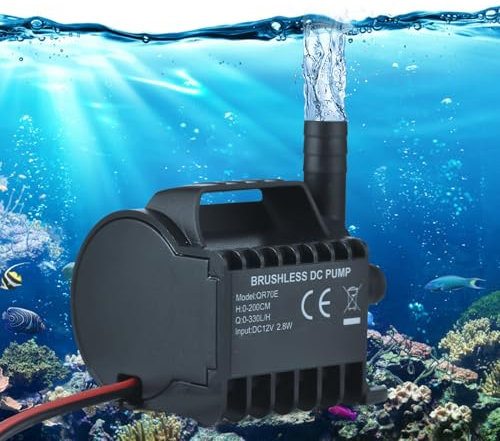 Pompa Acqua, Pompa Acqua Elettrica Pompa Acqua Elettrica Piccola Pompa Acqua 500l/H Piccola Fontana Pompa per Acquario Stagno Acquario Acqua Potabile per Animali Domestici (QR70E)