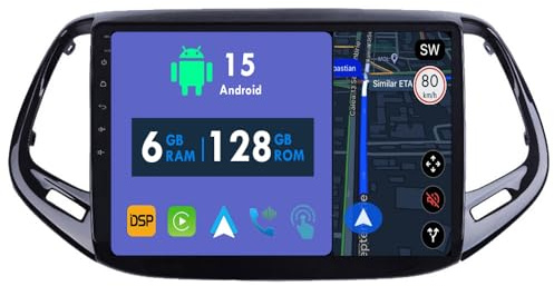 RoverOne Autoradio GPS für Jeep Compass 2017 2018 Carplay Android Auto Stereo Head Unit Bluetooth Sat Navigation