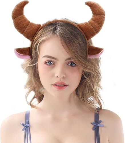 Plüsch Tier Ohren Stirnband Tier Haarreif mit Ohren, Tierohren Kopfbedeckung Cartoon Tierohren Haarschmuck, Kopfschmuck, Niedliche Cosplay Kostüm Zubehör für Karneval, Fasching, Mottoparty (Gelb Kuh)