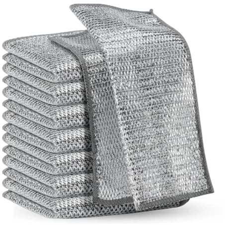 YUNSHANGHT 15 panni in filo metallico multiuso antigraffio per lavare i piatti, panni in microfibra per la pulizia di pentole, lavelli, banconi