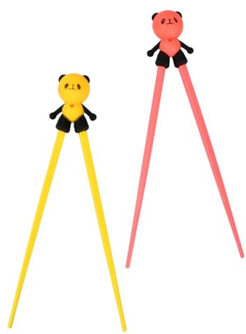 Volumoon Bacchette, Bacchette Panda, Bacchette per Principianti, Riutilizzabili Antiscivolo, Bacchette Carine Resistenti al Calore, Bacchette personalizzate per Sushi Rame Piatti Asiatici (Giallo)