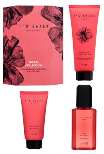 Ted B Peony & Camellia Floral Collection Bath & Body Gift Set | Luxurious Vegan Bath & Body Care Essentials for Women – T Baker's Nourishing Body Wash, Lotion & Hand Cream Trio