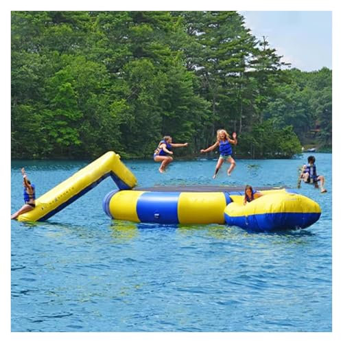 HEIDOUOZ Trampoline Aquatique pour lac, Trampoline Aquatique avec Toboggan, Jouets Aquatiques gonflables(4m)