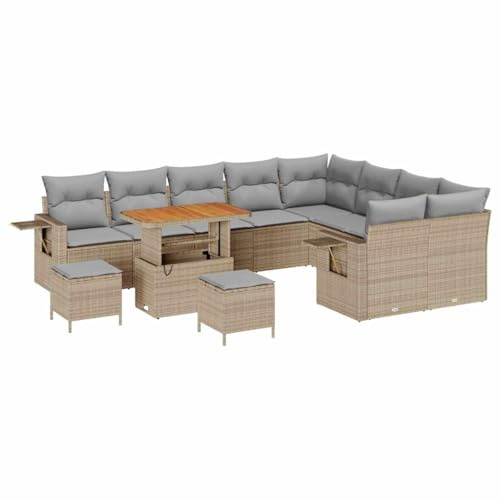 vidaXL 12-teiliges Garten-Sofa-Set mit Kissen in Beige aus Poly-Rattan – wetterfeste Möbel für Deine Außenterrasse. Moderne Kollektion für alle Sitzgelegenheiten und Lounge-Bereiche im Wohnzimmer.