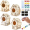 Vogelhaus Bausatz für Kinder, DIY Set 4 Stück Vogelhaus bastelset aus Holz, Vogelhauss zum bemalen, Vogelkasten Bastelset Ostern Geschenke für Mädchen Jungen Kleinkinder