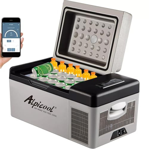otmechl 20L Compressor Car Fridge Freezer, DC 12/24V Camping Refrigerator, Portable Mini Cool Box AC 220V for Truck Campervan RV Bo at, -20℃ to 20℃