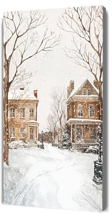 Malen Nach Zahlen Schnee Kleine Stadt Malen Nach Zahlen Erwachsene Anfänger und Kinder, 3 Pinseln und Acrylfarbe Knitterfreie leinwand Kit, Paint by Numbers Basteln Deko Ohne Rahmen 90x180cm Y-947