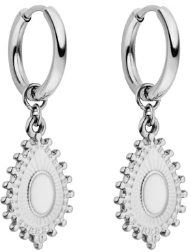 Purelei Pretty Creolen – wasserfest | Zarte Creolen mit ovalem Schmuckstein & Zirkonia-Besatz aus Edelstahl | 14K Vergoldung, Silber & 18K Rosévergoldung | Elegant & feminin (Silver)