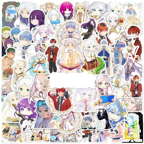 50 Frieren anime sticker,Frieren aufkleber für Koffer | Cartoon Anime Aufkleber,Skateboard,Wasserflaschen,Wasserdicht Vinyl Stickers