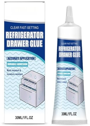 Refrigerator Glue Drawer, Strong Adhesive for Refrigerator Drawers, Fast Drying, Low Temperature Resistant, Transparent Glue Layer, Repair Glue for Kitchen Fridge Drawers & Interior Parts (1pc)