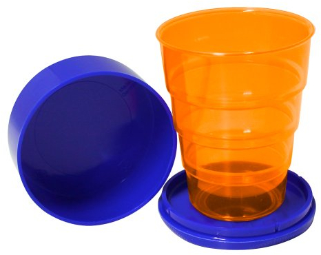 Folding Plastic Cups DDR Plastic Beaker Collapsible for Travel 8oz), bright orange, 200 ml