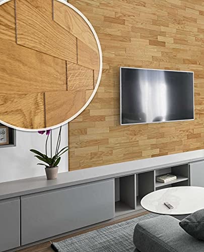 wodewa 200 Wandverkleidung Holz 3D Eiche Natur geölt 1m² Wandpaneele Moderne Wanddekoration Holzverkleidung Holzwand für Wohnzimmer, Küche, Schlafzimmer