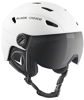 BLACK CREVICE Silvretta casco da sci I Casco da sci con visiera stile pilota I diversi colori I Casco uomo & donna I Casco in policarbonato I Casco da sci (XL, Bianco/Viola)