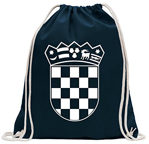 Kiwistar - Turnbeutel - dunkelblau - Flagge Kroatien Wappen - Fun Rucksack Sport Beutel Gymsack Baumwolle mit Ziehgurt