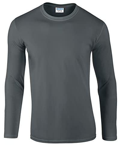 GILDAN Mens Soft Style Long Sleeve T-Shirt (XL) (Charcoal)