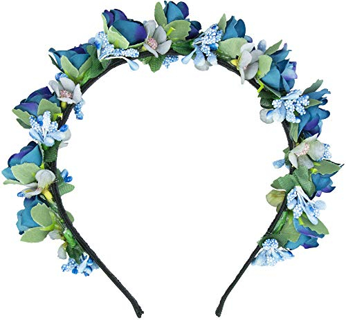 Blumen Haarreif Sabia - Bezaubernder Haarschmuck zum Dirndl, für Hochzeiten, Kommunion oder Festivals (Einheitsgröße, Blau)