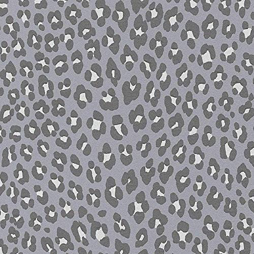 Dream Again Leopard Wallpaper Animal Print Dots Spots Grey Silver Glitter Embossed Vinyl