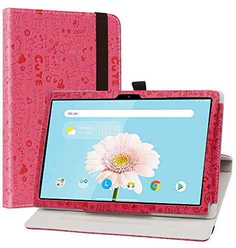 LiuShan per TECLAST P20HD/M40/M40SE/M40 PRO Custodia, 360 Gradi di Rotazione in Pelle PU con Supporto per Tablet 10.1, Magenta