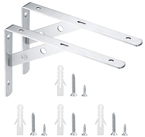 2 Pièces Supports Équerre Murale, Équerres Étagère de Fixation Murale, Console Support d'Angle Brace, Equerre Charge Lourde, 90 Degrés Support d'angle Mural Métal - 200x135 mm